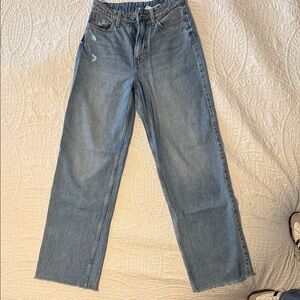 Stylish Light Blue Straight Leg Jeans Ultra High Waist Sz 4